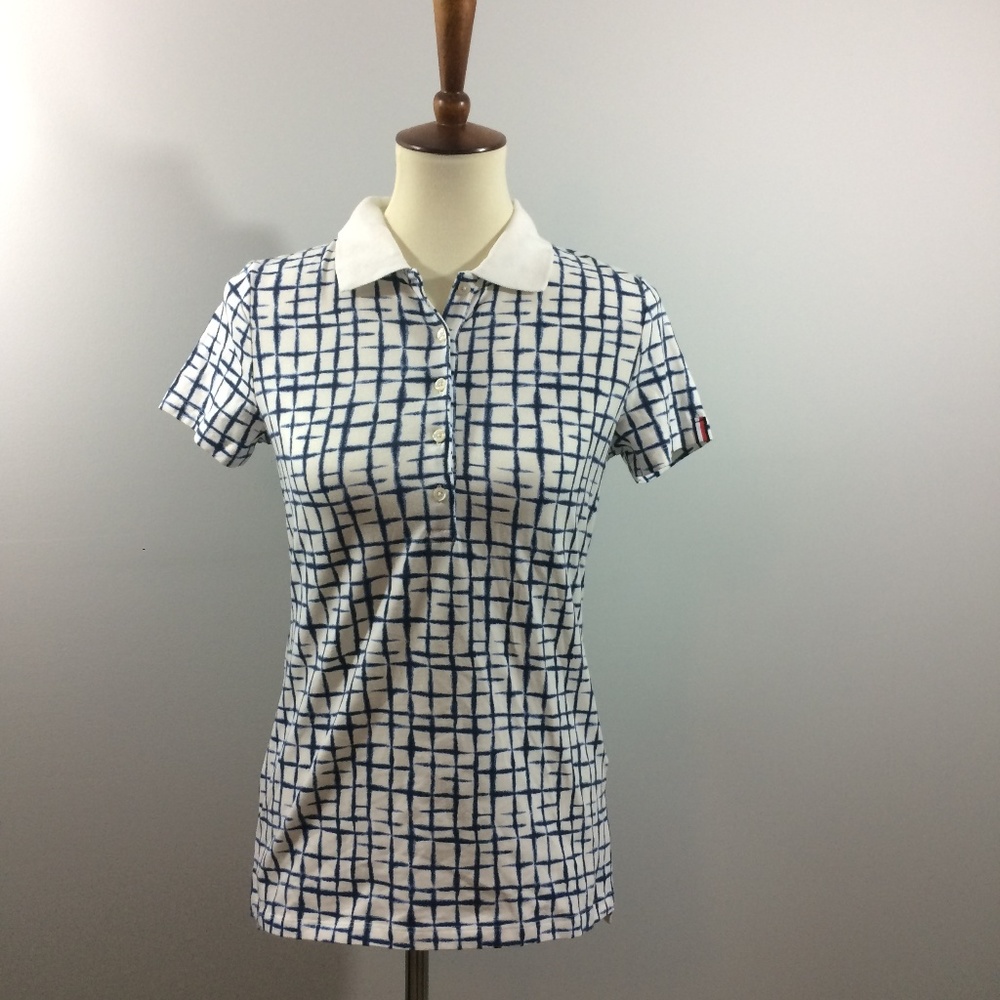 NEW Tommy Hilfiger Blue Print Polo Shirt Size XS